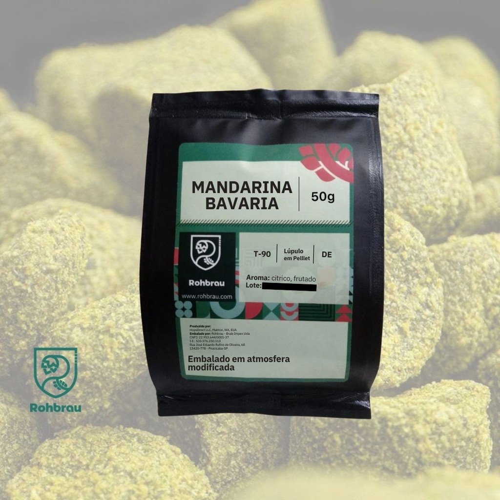 Lúpulo Mandarina Bavaria em Pellet T90 - 50g Emb. Atmosfera Modificada