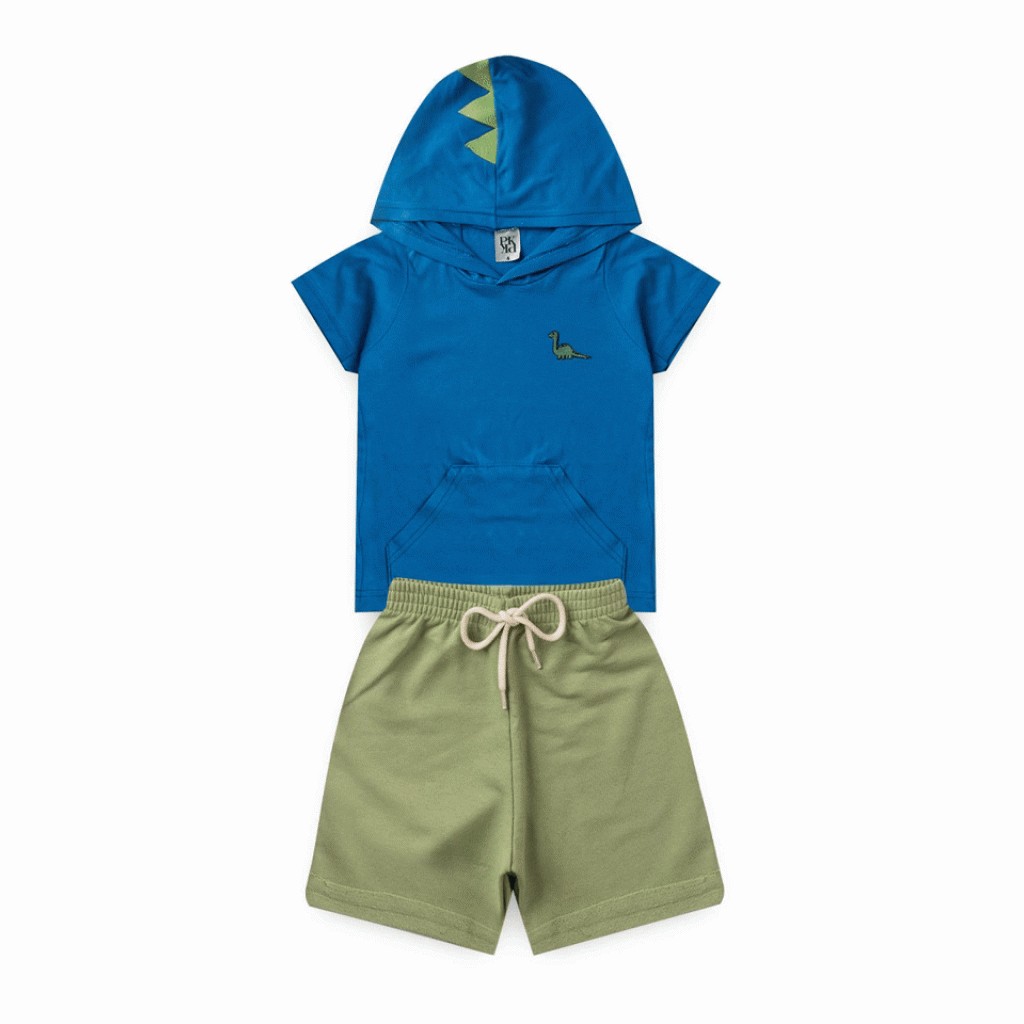 Conjunto Masculino Infantil Verão Dinossauro Azul em Oferta na Shopee