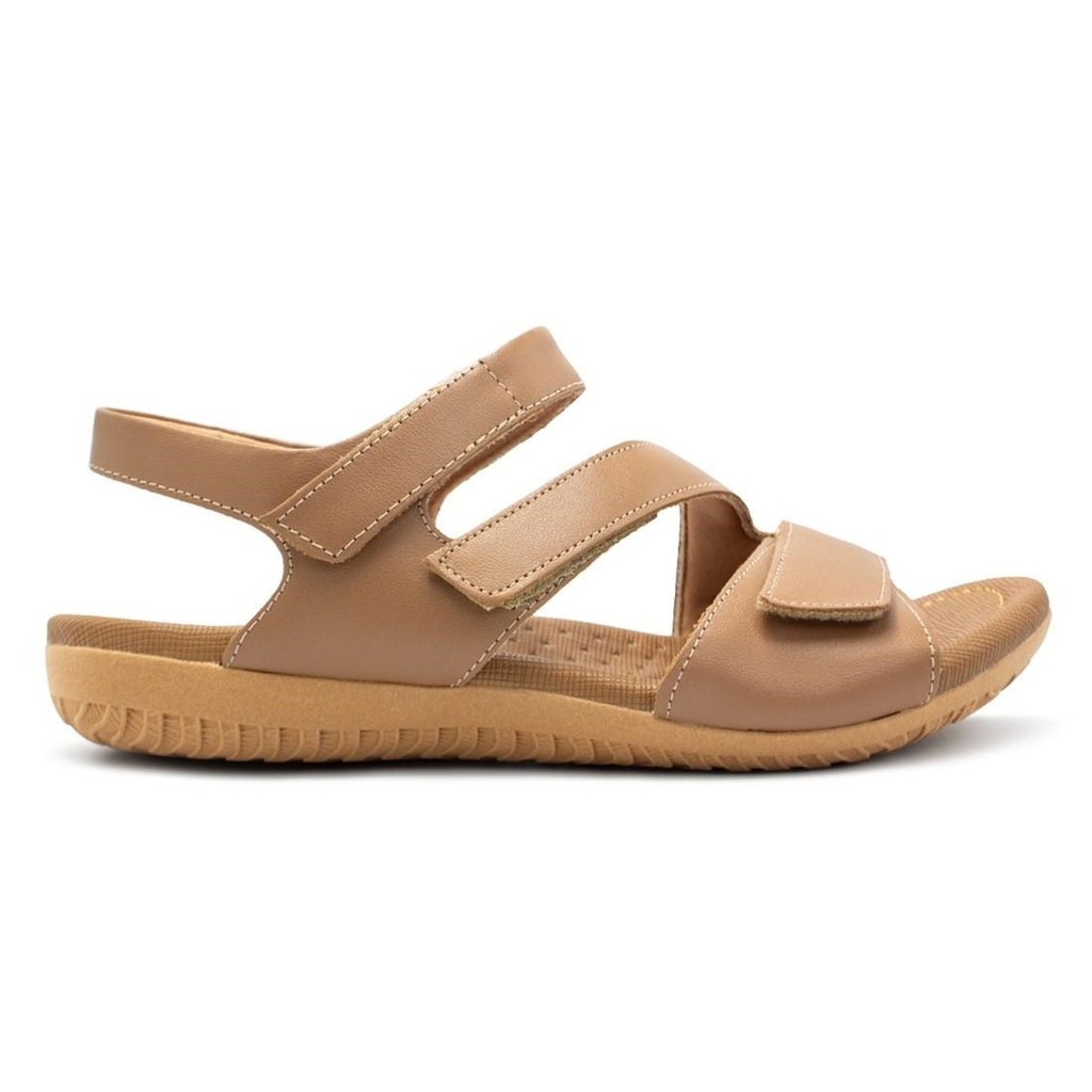 Sandália Usaflex Feminina Rasteira Couro Textura Confort - Women Shoes