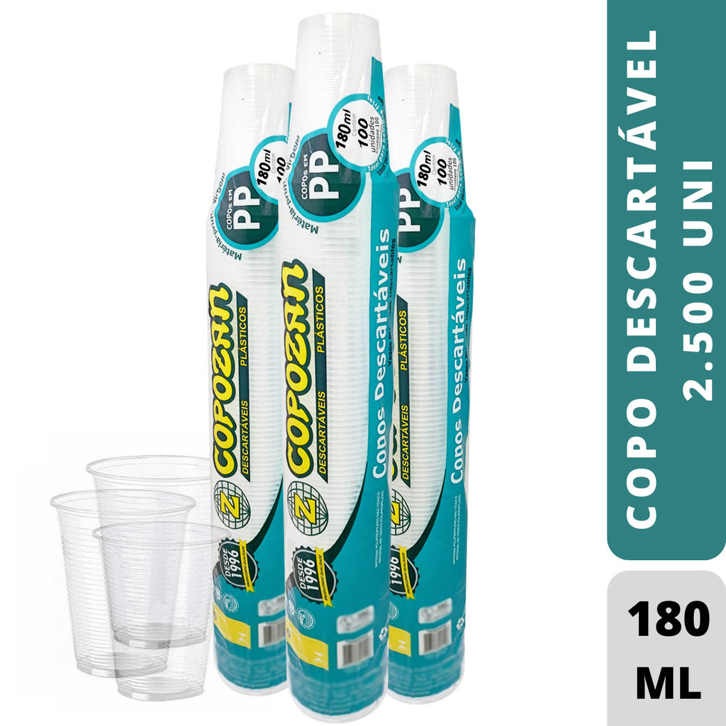 Copo Descartável 180Ml Pp Caixa 25X100 2.500 Unidades
