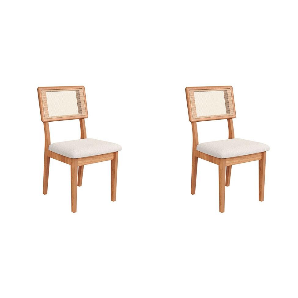 Conjunto com 2 Cadeiras Penny Algodão Cesare Claro e Freijó em Oferta na Shopee