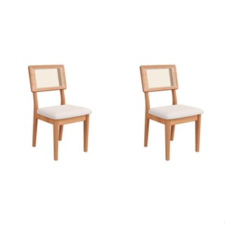 Conjunto com 2 Cadeiras Penny Algodão Cesare Claro e Freijó em Oferta na Shopee