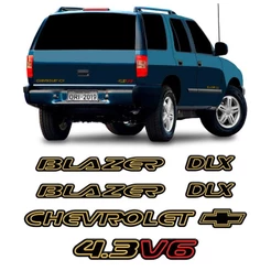Kit Emblemas Blazer Dlx 1996/99 4.3v6 Adesivo Dourado/Preto