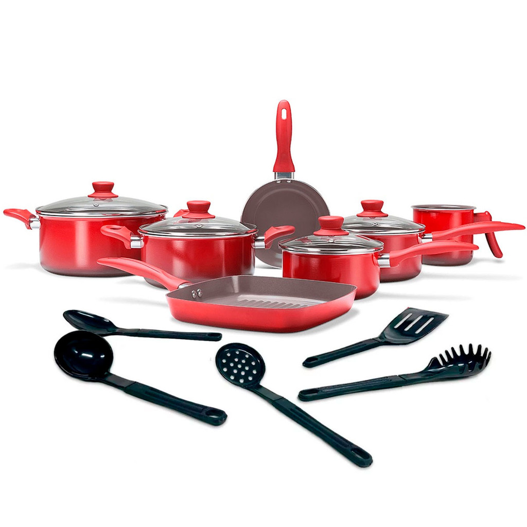 Jogo de Panelas Brinox Revestimento Cerâmic Life Easy 12 Peças