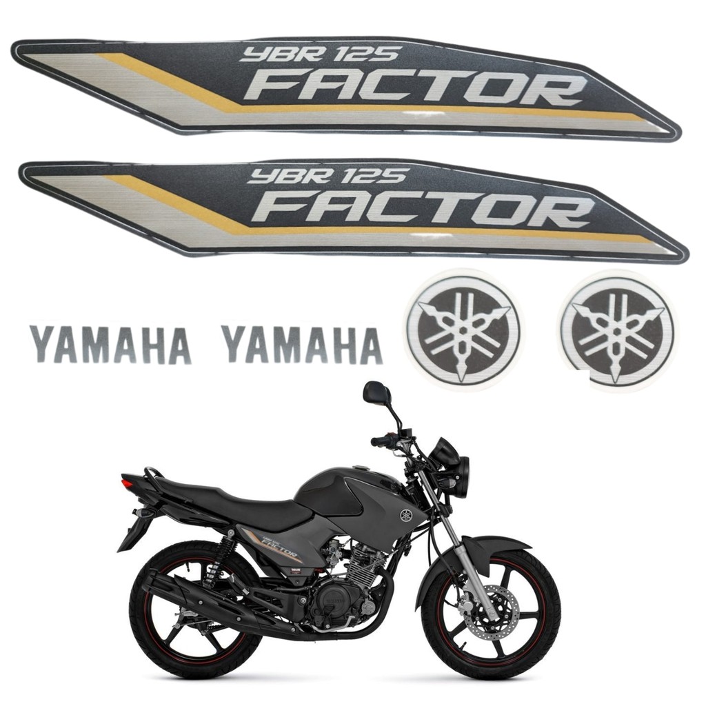 Kit Gráfico Adesivo Completo Ybr Factor 125 2012 2013 Preto