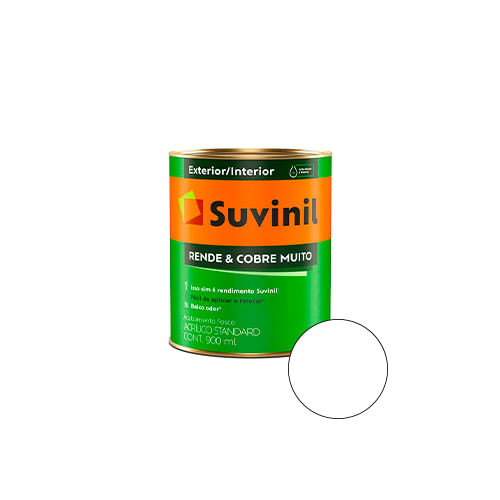 Tinta Acrílica Rende e Cobre Muito Branco Fosco 900ml - SUVINIL - Home & Living