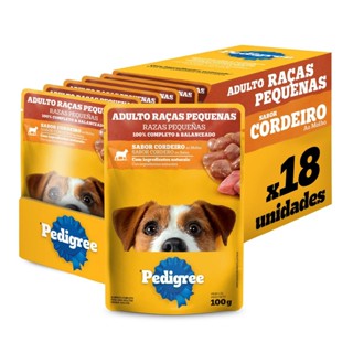 Kit 18un Ração Úmida Pedigree Sachê Cordeiro Cães Adultos 100G em Oferta na Shopee