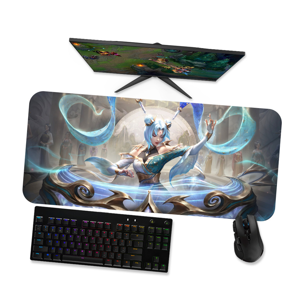 Mouse Pad Gamer Grande  LoL SONA IMORTAL DE PRESTÍGIO 1  90x40 80x40 60x40 70x30 45x40