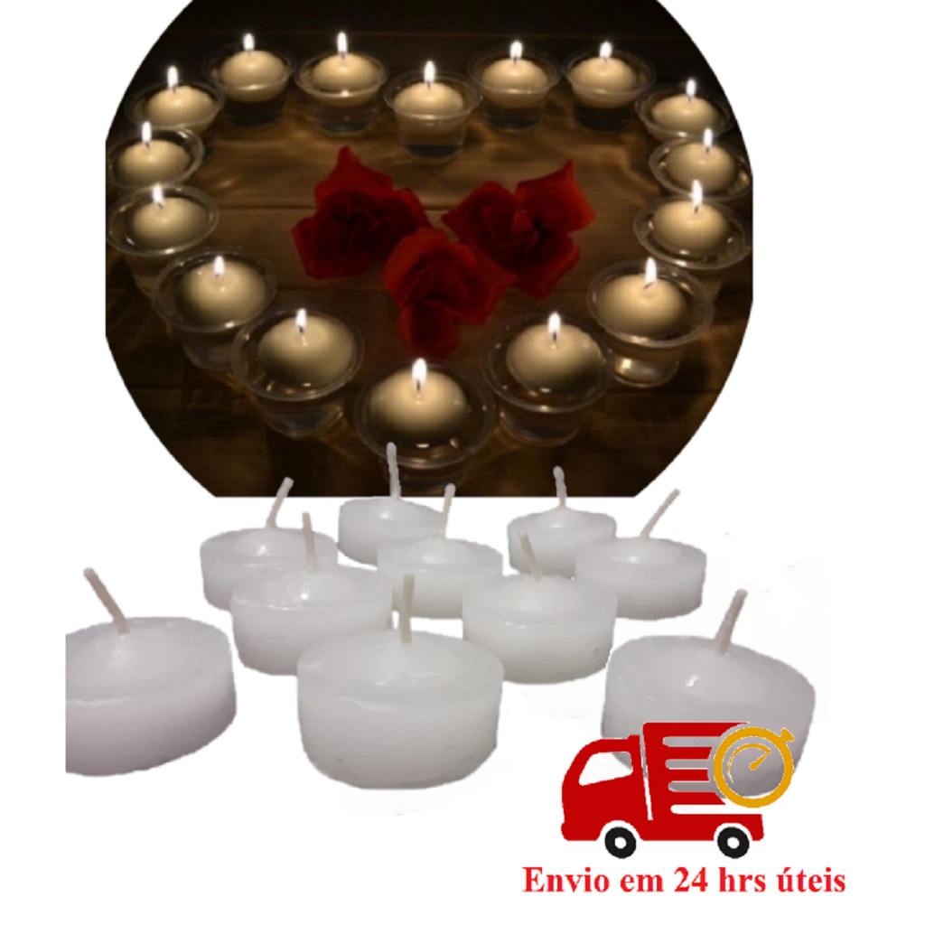 Vela Flutuante Piscina Festa Fondue Kit 20 Unidades
