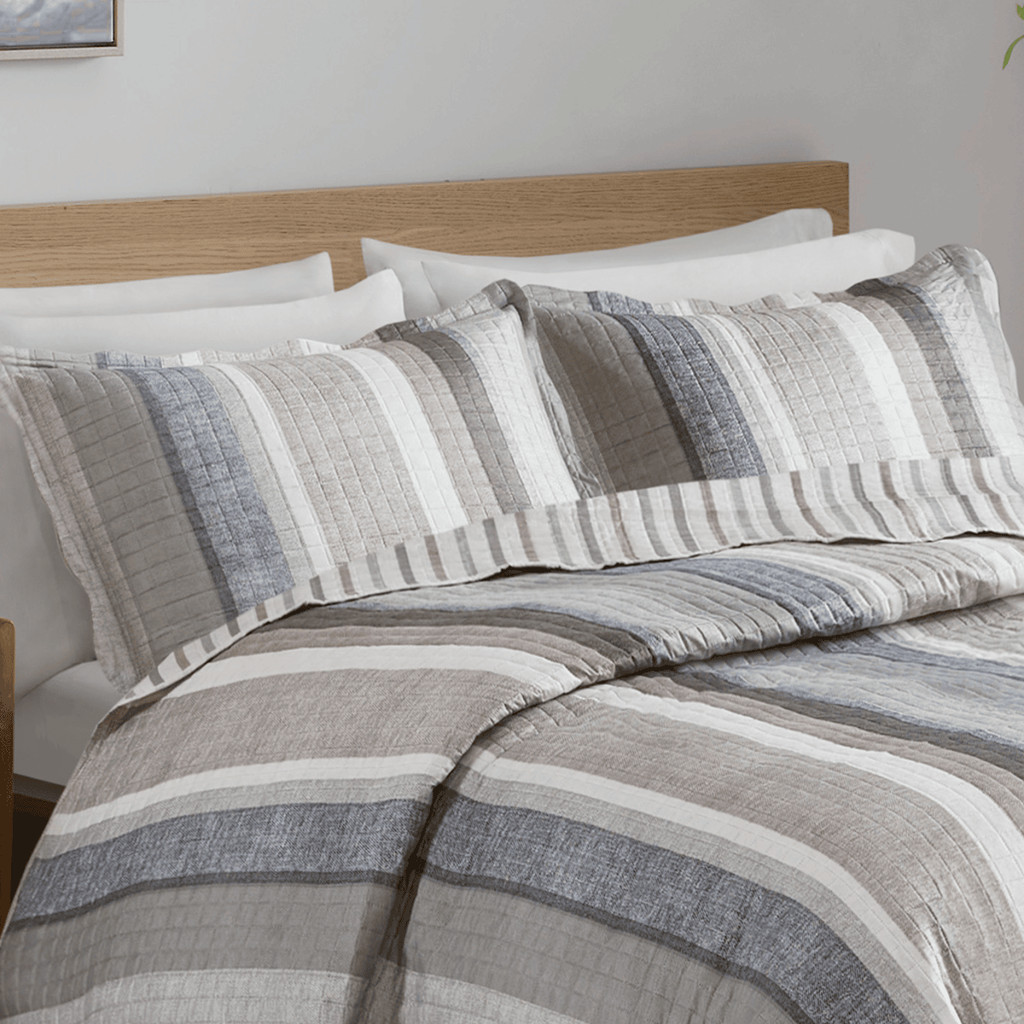 Cobre Leito Colcha King 3 Peças Boutis Dupla Face Estampado Jogo De Cama Com Porta Travess...