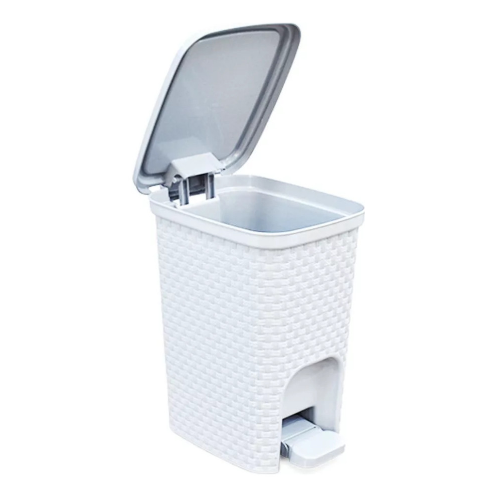 Kit 2 Lixeiras Rattan Vime 7L e 5L com Pedal Cesto Lixo Pia Banheiro Cozinha Organizador Trançada — imagem 2 de 2