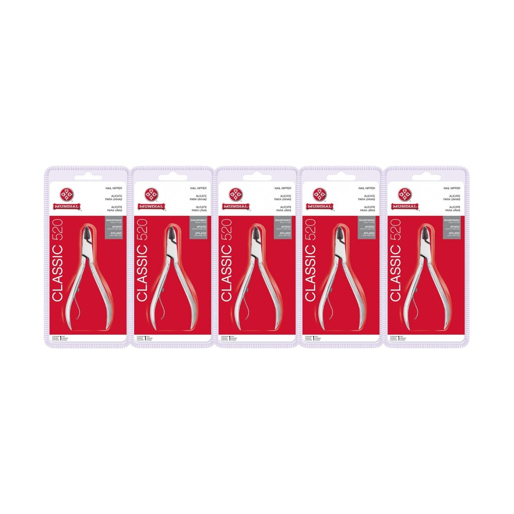 Kit 5 Alicate De Corte Unha 520 Classic Profissional Mundial