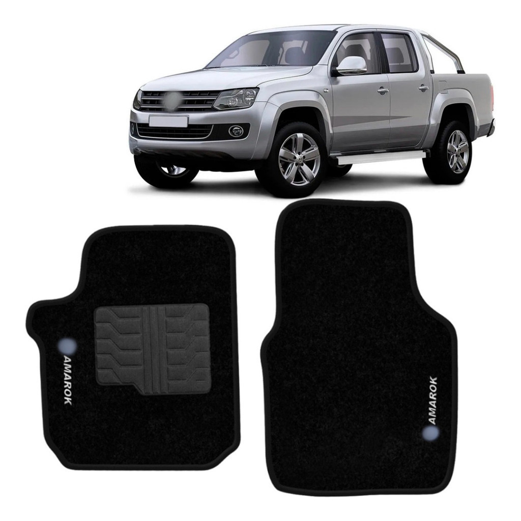 Kit Tapetes 2 Peças  Carpete Preto Amarok Cab. Simples 2010 11 A 2021