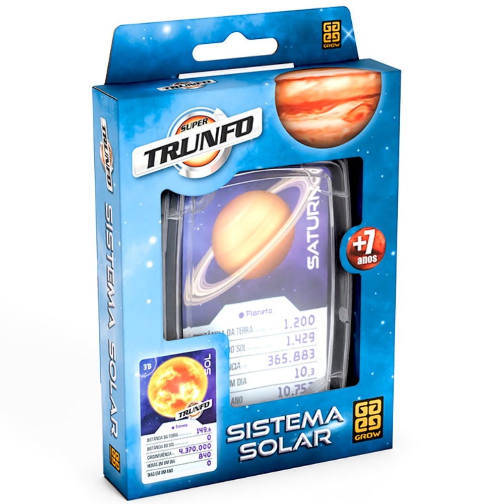 SUPER TRUNFO SISTEMA SOLAR 32 CARTAS GROW SOL PLANETAS DISTÂNCIA TERRA LUA CIRCUNFERÊNCIA JOGO MUNDO - Hobbies & Collections