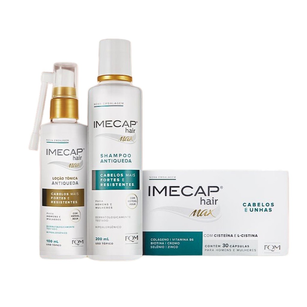 Kit Imecap Tratamento Antiqueda Shampoo Tonico e Capsulas