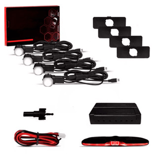 Sensor de Estacionamento 4 Pontos OEM Prata 16.50mm com Plug e Visor LED JR8 em Oferta na Shopee