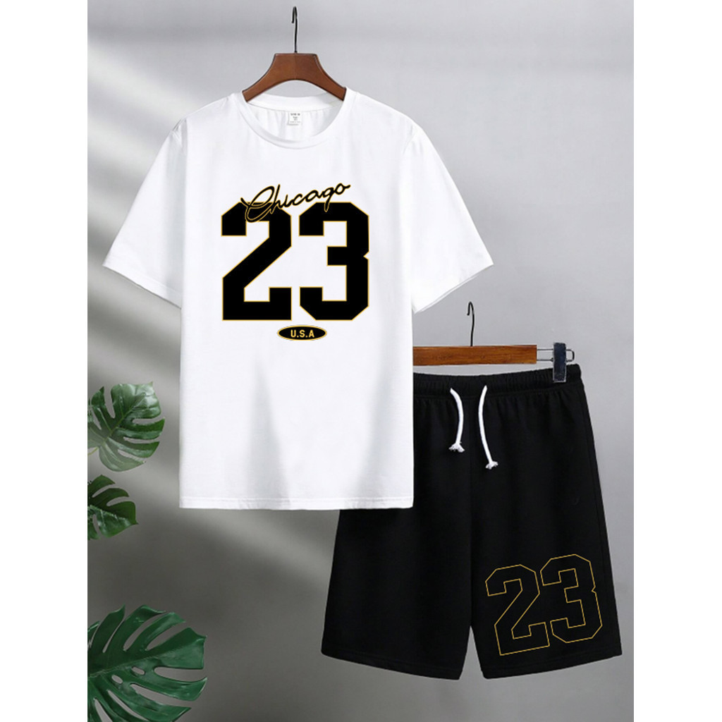 Kit Camiseta Masculina Streetwear + Bermuda Tectel Estampada Conjunto Masculino Envio Imediato