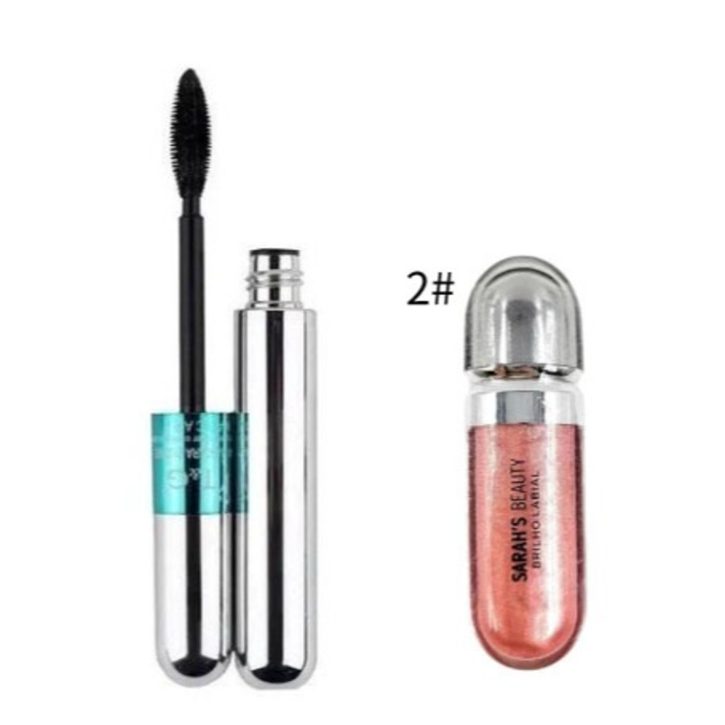 KIT Máscara 2 Em 1 Para Cílios A Prova D'água Tango + Sarahs Beauty Lip Glos Brilho Kiko Hot Sale