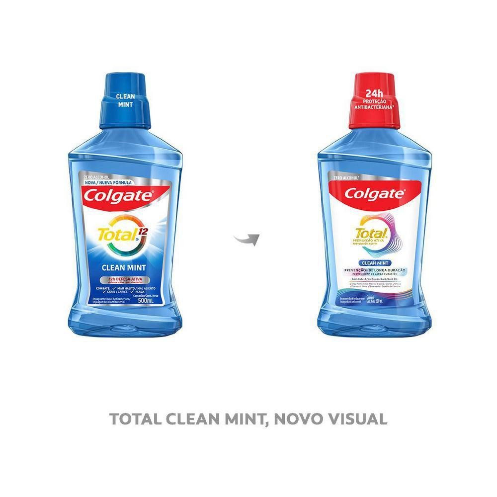 Detalhes do Kit 2 Enxaguante Bucal Colgate Total 12 Clean Mint 500ml