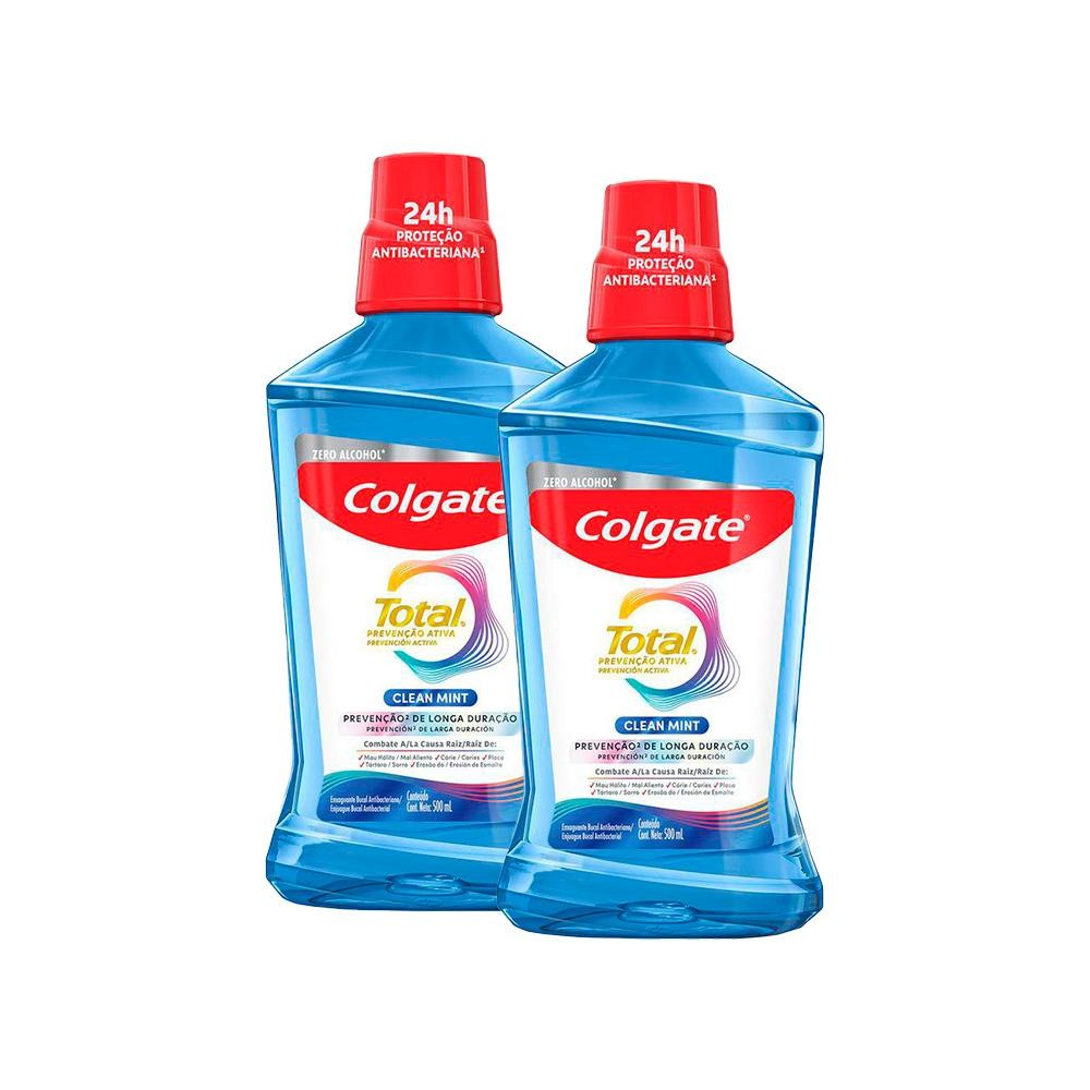 Kit 2 Enxaguante Bucal Colgate Total 12 Clean Mint 500ml