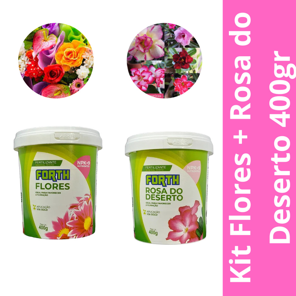 Kit Forth Rosa do Deserto e Forth Flores 400g Fertilizante Completo - Chega Amanhã