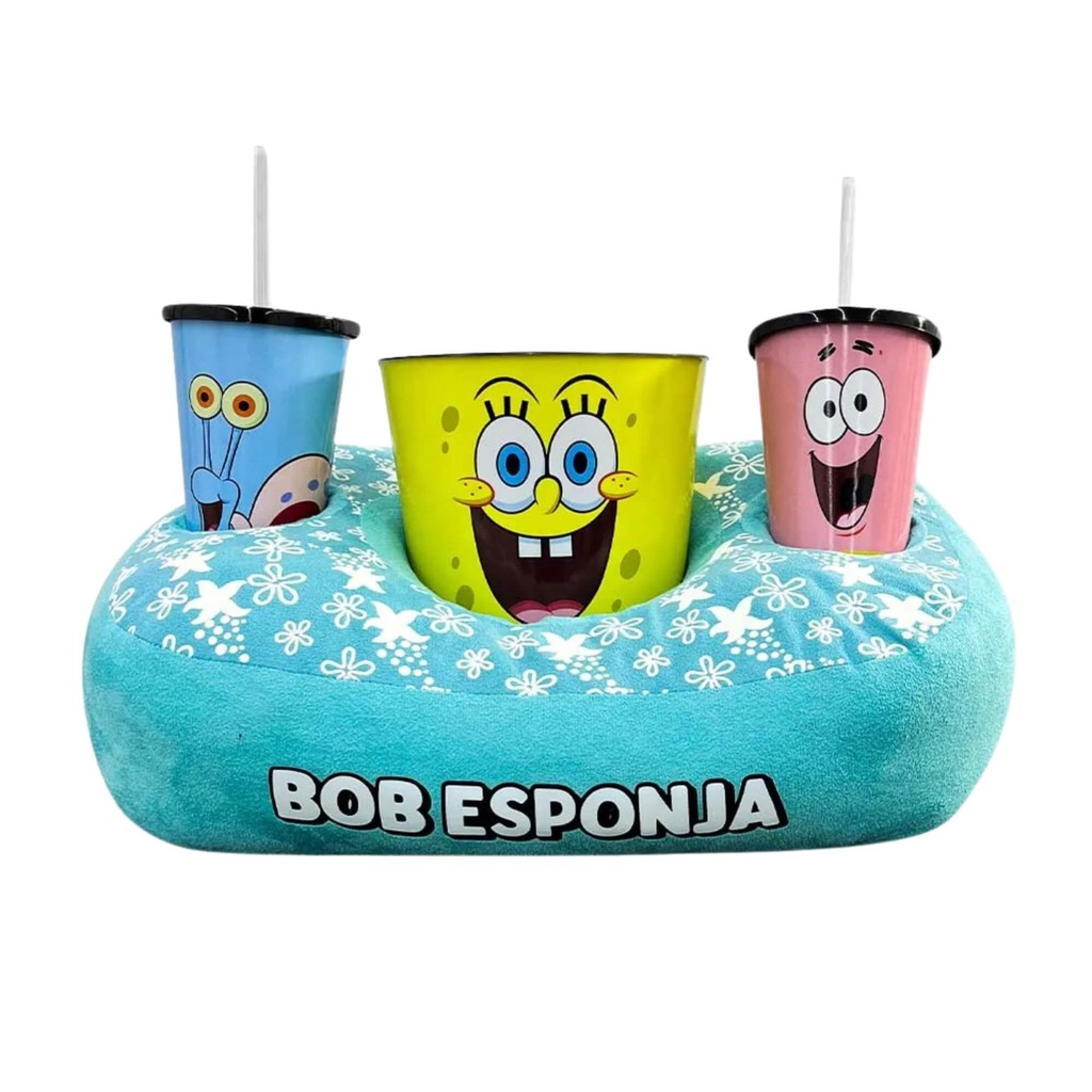 Almofada Bob Esponja Porta Pipoca Kit Cinema Fibra Suede Zona Criativa - 10064976 em Oferta na Shopee