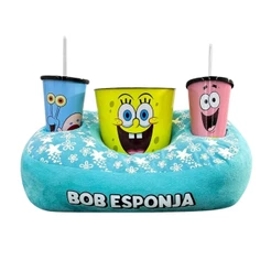 Almofada Bob Esponja Porta Pipoca Kit Cinema Fibra Suede Zona Criativa - 10064976
