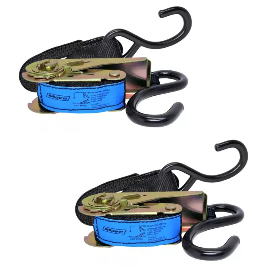 Kit 2 Cinta Catraca Para Amarração de Cargas 3m x 25mm 800kg em Oferta na Shopee