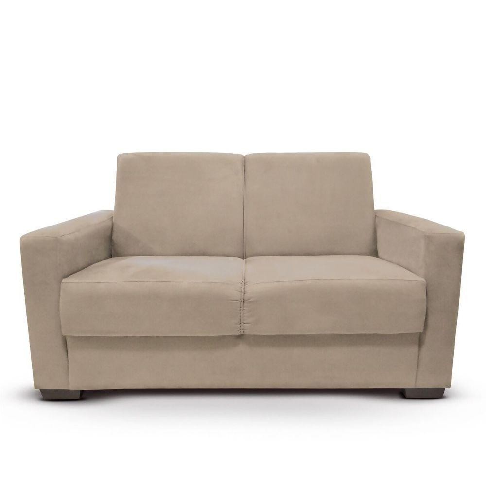 Sofá Estofado 2 Lugares Sala Estar Recepção Natália Suede Bege