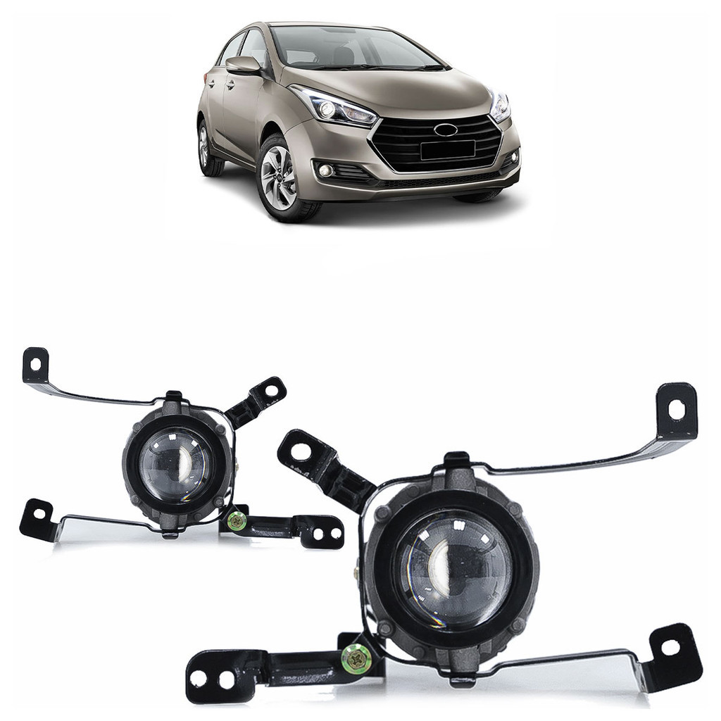 Farol Neblina Hb20 2016 2017 2018 Carcaça Metálica Lente Projetor Vidro em Oferta na Shopee