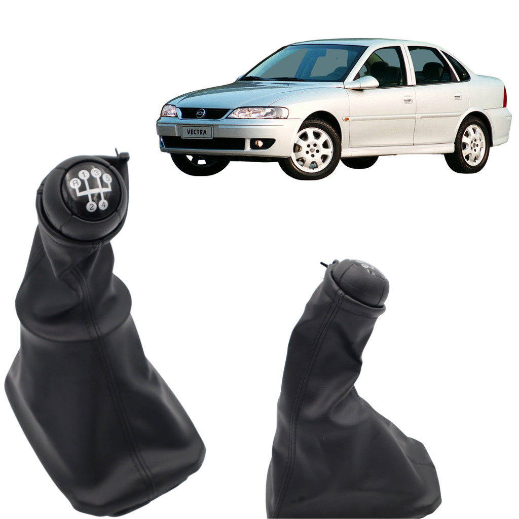 Kit Manopla Coifa do Câmbio Vectra 1997 A 2005 5M Preto Lente Preta