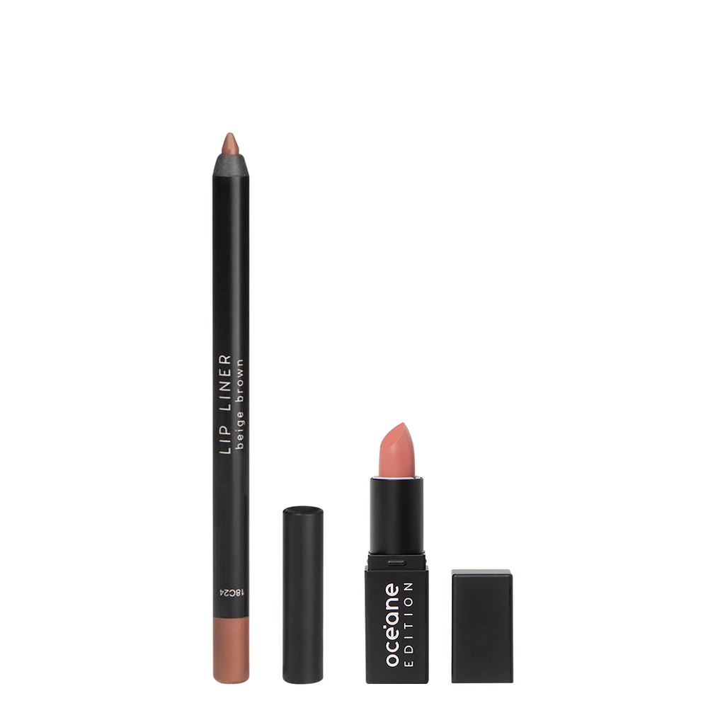 Kit Océane Edition Batom Nude Pink  Lápis Labial Beige Brown em Oferta na Shopee