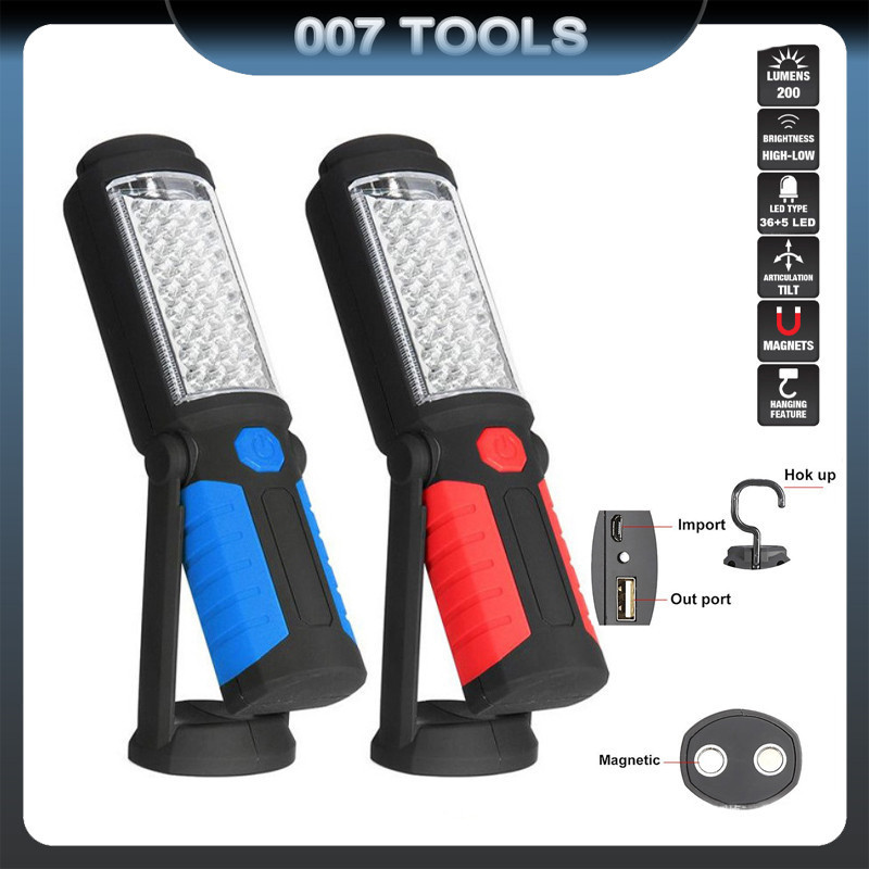 Lanterna De Emergência Magnética 41LED USB Recarregável Luz De Inspeção COB