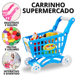 Carrinho De Compras Infantil Mercadinho De Brinquedo Carro De Mercado Legumes Frutas Bebe Criança