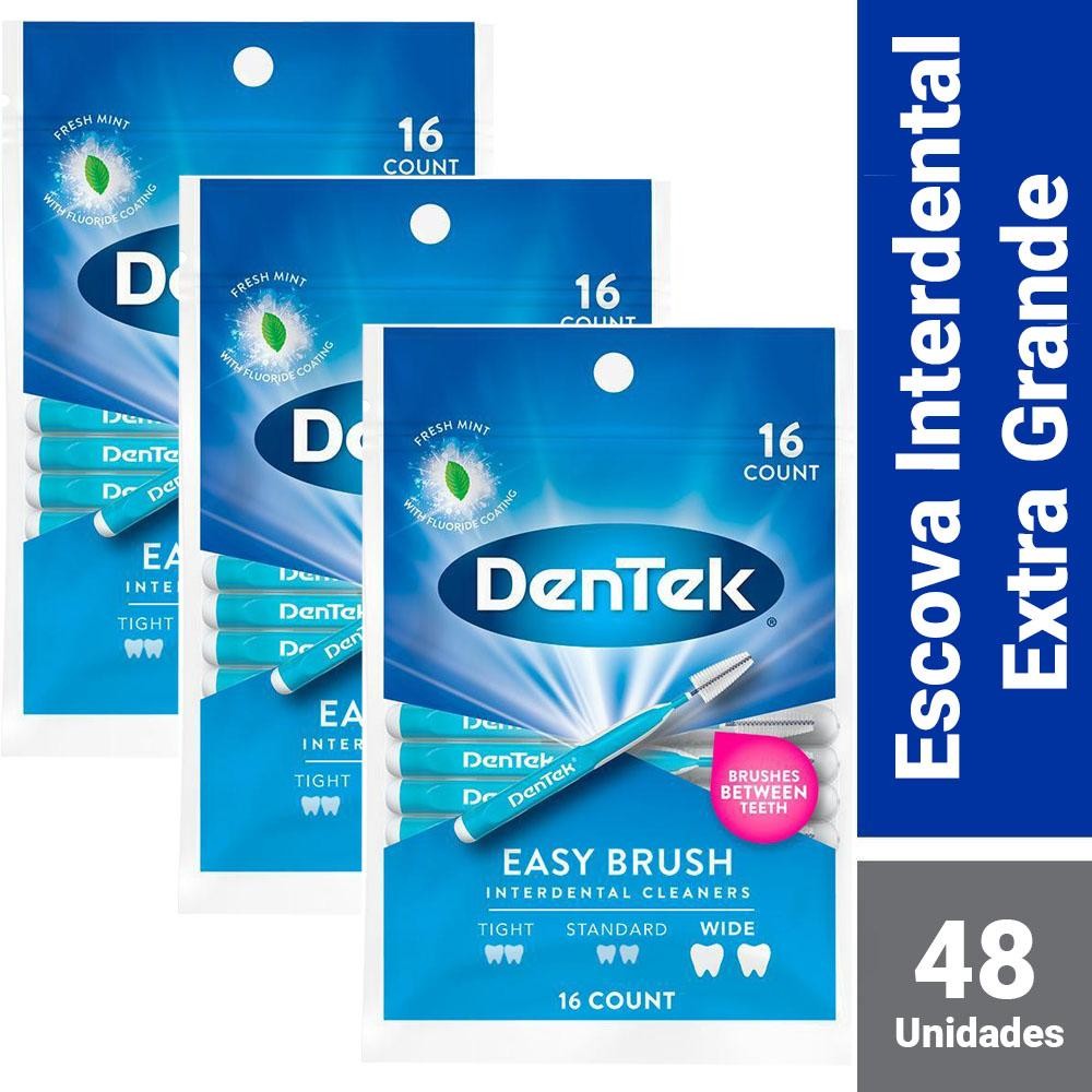 Kit Escova Interdental DenTek Easy Brush Extra 48 unidades - Health