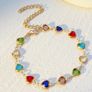 Pulseira Colorida Em Formato De Coração Com Zircônia , De Liga De Moda Personalizada Dopamina