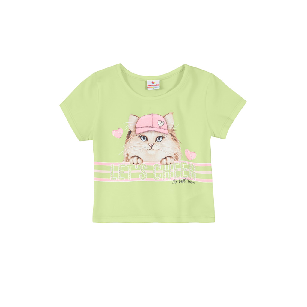 Blusa Cropped Infantil Menina De Gatinho Brandili - Baby & Kids Fashion