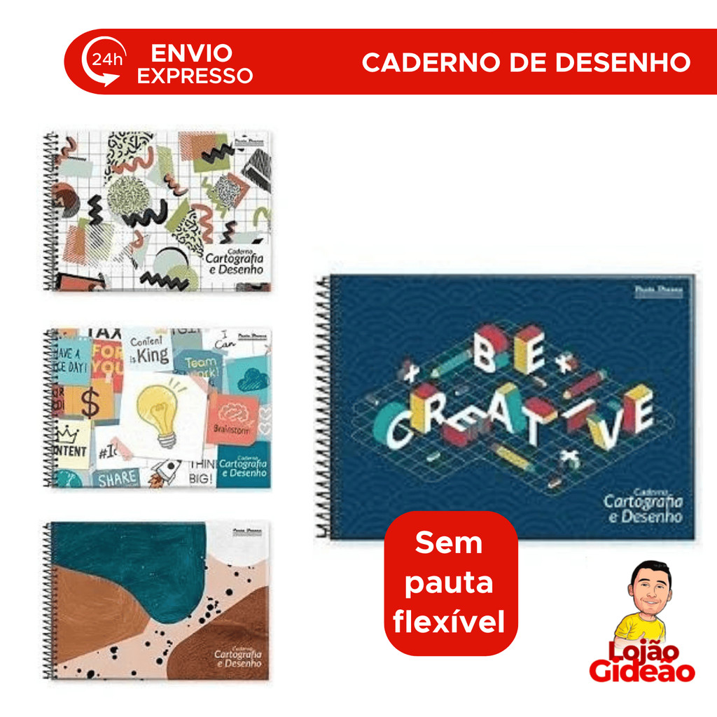Caderno De Desenho Cartografia 96 Folhas Flexível C/ Arame Infantil Para Escola Volta Aulas Sortido