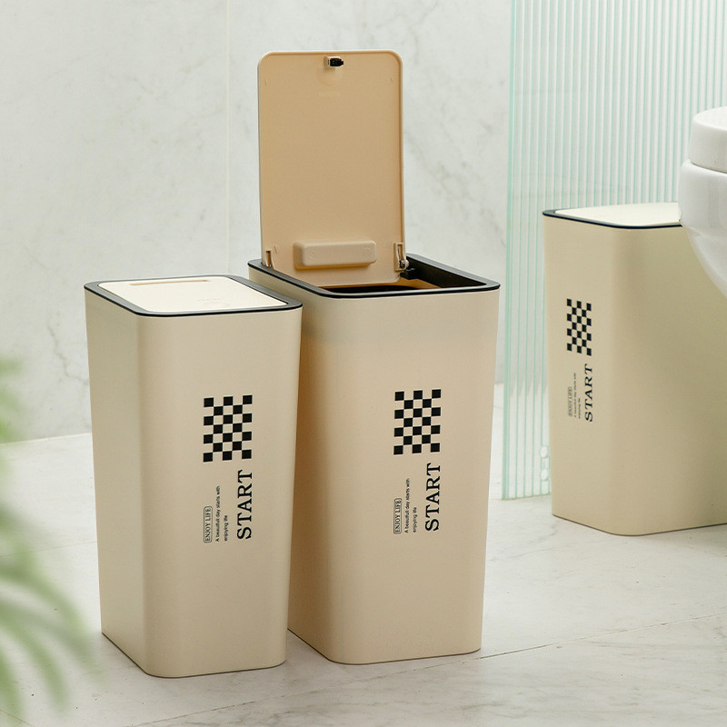 Lixeira Coberta para Uso Doméstico, 10L, Lixeira de Grande Capacidade com Pressão, para Banheiro, Sala de Estar, Lixeira
