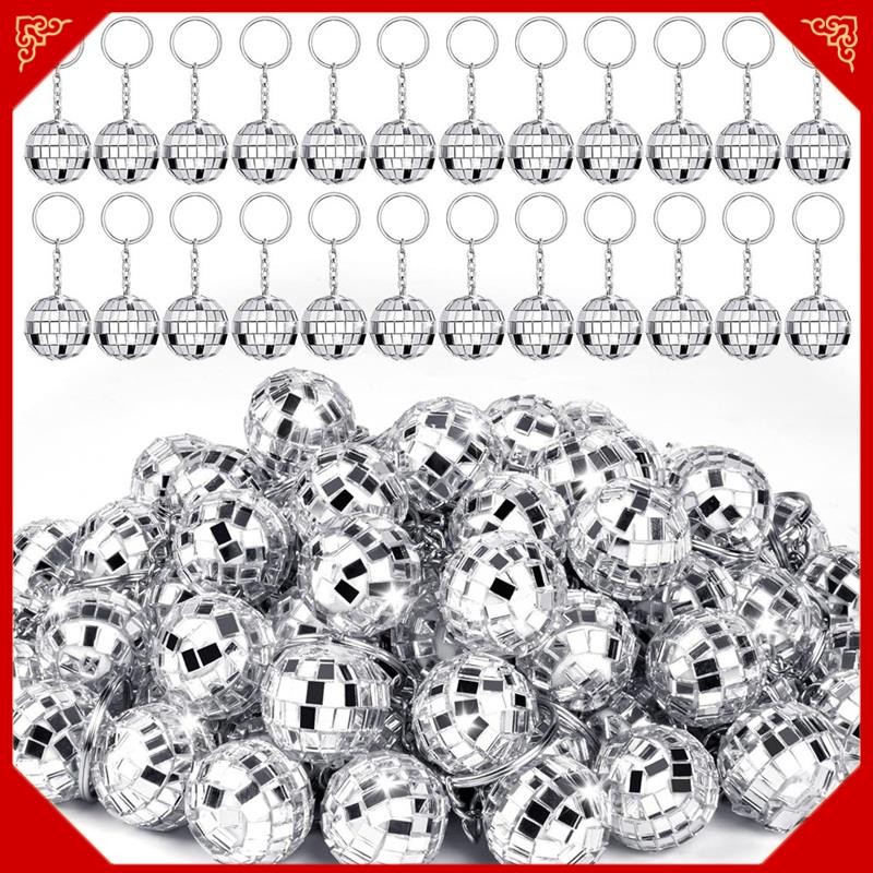 50 Pçs Mini Bola De Discoteca Chaveiro , Espelho Prateado Em Massa Favores Para Decorações De Festas Dos Anos 70 80 em Oferta na Shopee