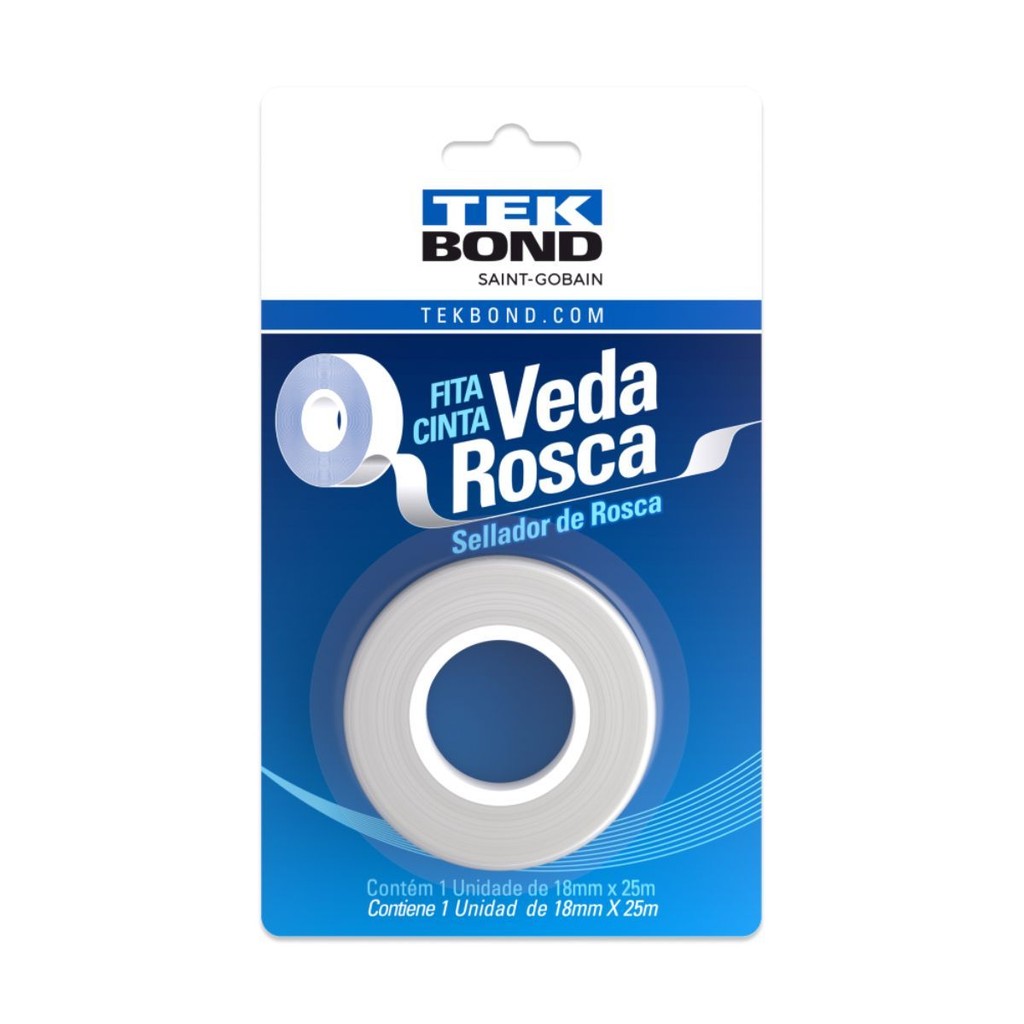 Fita Cinta Veda Rosca Multiuso 18mm x 25m Tek Bond