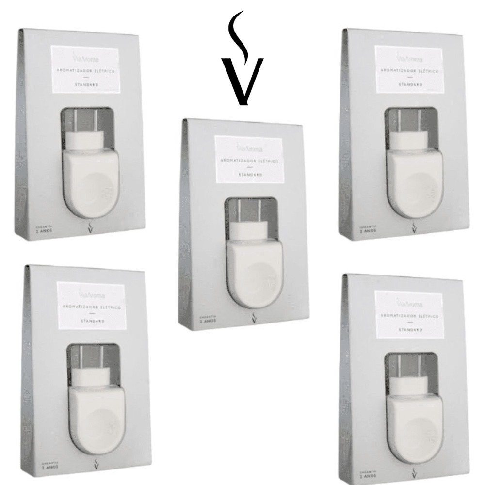Kit 5 Aromatizadores Difusores Elétricos Standard (Plástico) Via Aroma - para essências e óleos essenciais - Home & Living