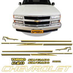 Kit Faixas + Emblemas Adesivos Silverado D20 Resinados 2000/