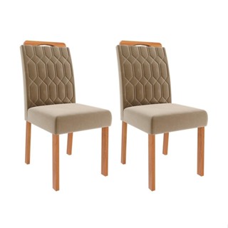 Conjunto com 2 Cadeiras Paola Wood Suede Joli e Madeira em Oferta na Shopee