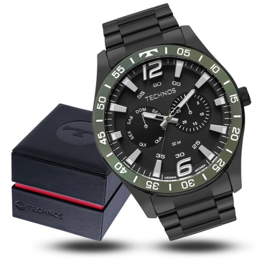 Relógio Technos Masculino Racer Analógico Preto Original