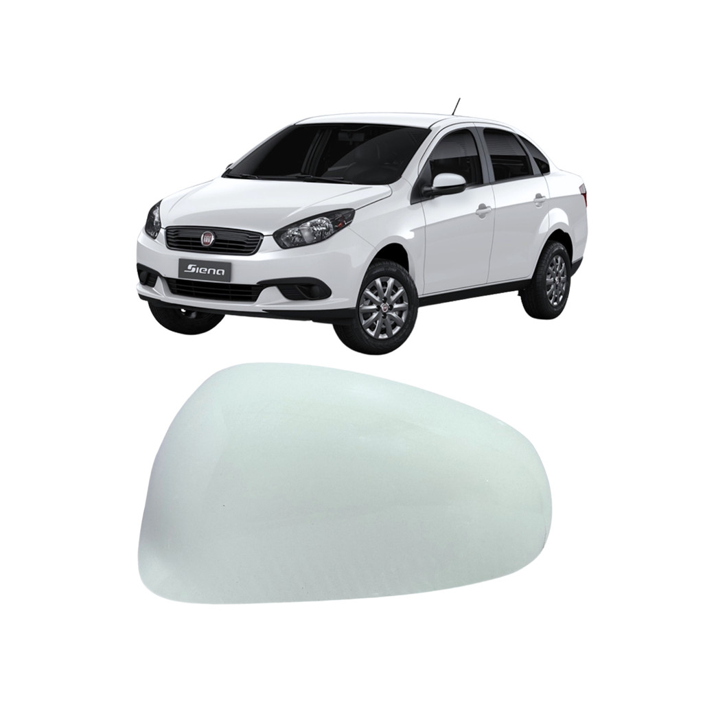 Capa Moldura Retrovisor Grand Siena 2012 à 2021 Padrão Original Branco Esquerdo