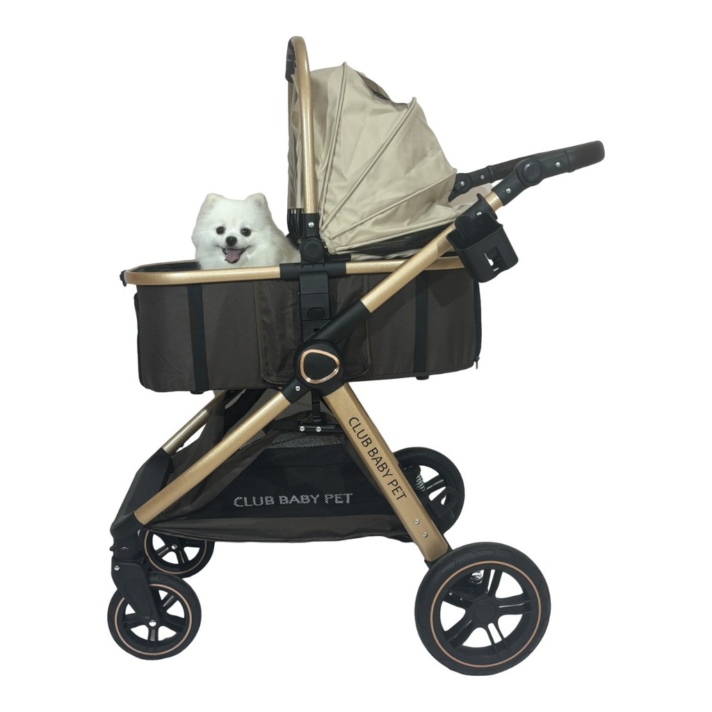 Carrinho Passeio Pet Cães/Gatos Europeu 3em1 Inmetro Marrom em Oferta na Shopee