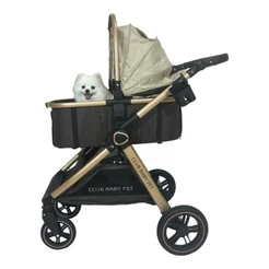 Carrinho Passeio Pet Cães/Gatos Europeu 3em1 Inmetro Marrom
