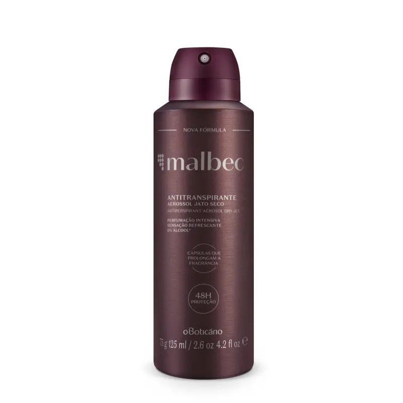 Desodorante Antitranspirante Aerossol Masculino Malbec O Boticário 75g / 125ml