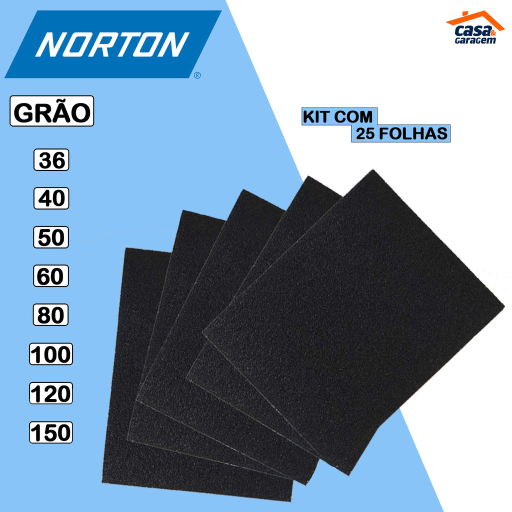 Kit com 25 Folhas de Lixa para Ferro Norton - Home & Living
